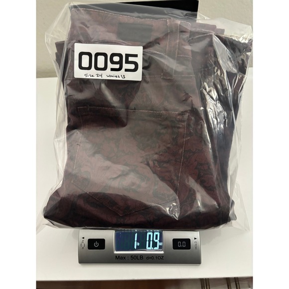 NWT Paige Lou Lou Jeans In Cherrywood Burgundy Paisley Women's Size 24 - Picture 8 of 8